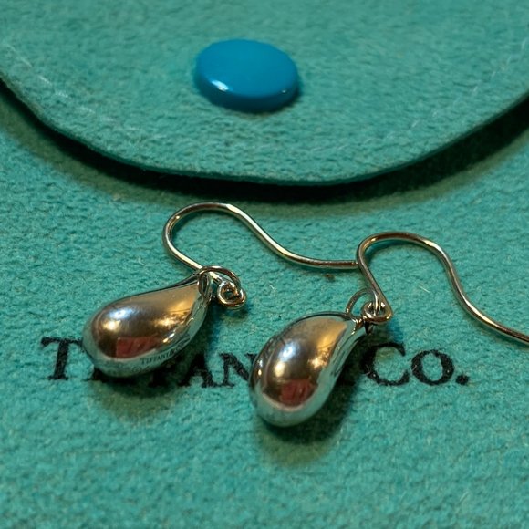 Tiffany & Co. Sterling Silver Elsa Peretti Teardrop Dangle Drop Earrings - Picture 4 of 7